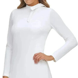 Calvin Klein Women's Cream Long Sleeve Dress with Tie Neck Detail- Like New